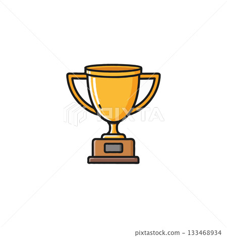 Golden achievement cup icon illustration symbolizing triumph and recognition for exemplary 133468934