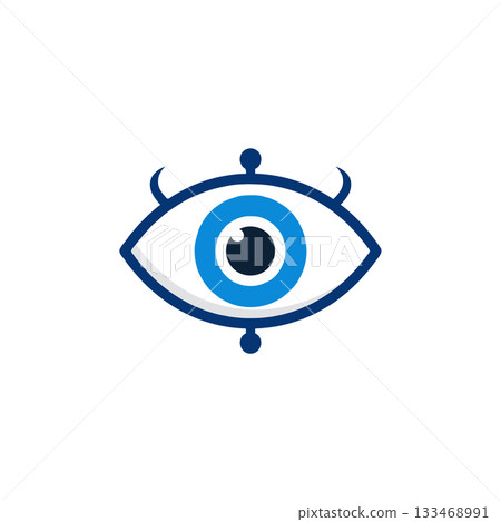 Abstract eye shaped logo with blue circle pupil offers a contemporary vision illustration for Abstract eye shaped logo with blue circle pupil offers a contemporary vision illustration for 133468991