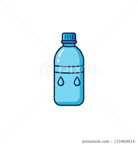 Illustration of a light blue water bottle with water drops promoting hydration and healthy Illustration of a light blue water bottle with water drops promoting hydration and healthy 133469014