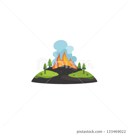 Illustration depicting wildfire devastation, environmental impact, emphasizing urgent concerns Illustration depicting wildfire devastation, environmental impact, emphasizing urgent concerns 133469022