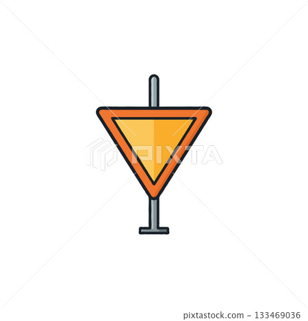 Yield sign icon illustration for traffic guidance and safety regulations on the road network Yield sign icon illustration for traffic guidance and safety regulations on the road network 133469036