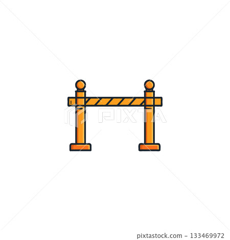 Simple yellow barrier icon design representing restriction or obstacle with outlined illustration Simple yellow barrier icon design representing restriction or obstacle with outlined illustration 133469972