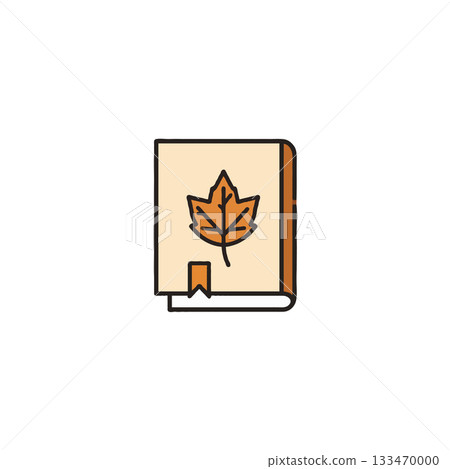 Illustrated journal of autumn leaf: simple graphic representing nature preservation and seasonal 133470000