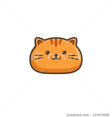 Ginger cat face illustration with simple line art and adorable expression showcases feline charm 133470006