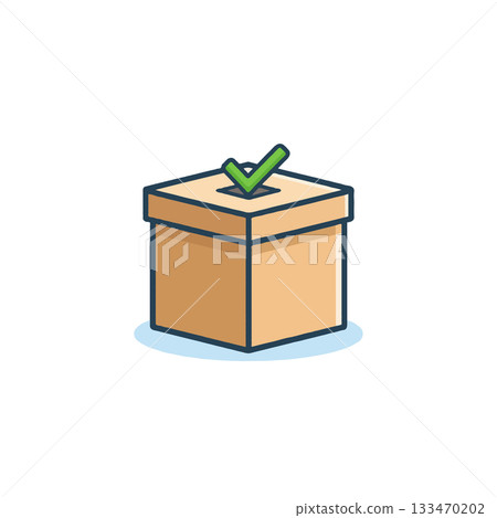 Illustration of voting box with checkmark symbolizing democratic process and elections showing 133470202