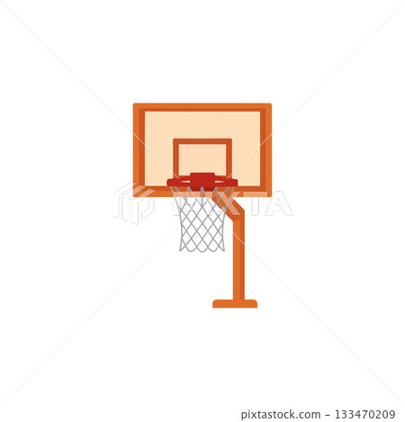 Isolated basketball hoop illustration depicting athletic equipment intended for recreational 133470209