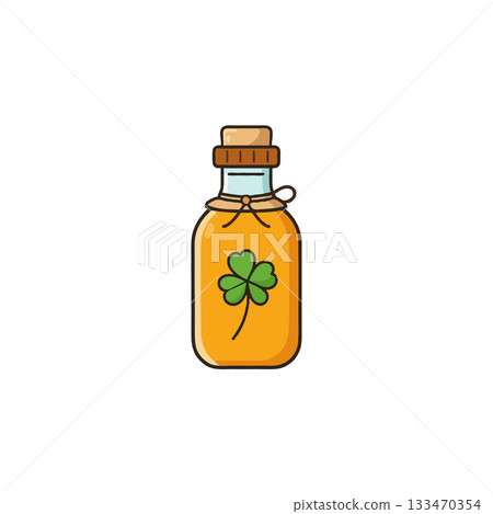 Whimsical botanical remedy bottled charm: A lucky potion evoking enchanted forests and ancient Whimsical botanical remedy bottled charm: A lucky potion evoking enchanted forests and ancient 133470354