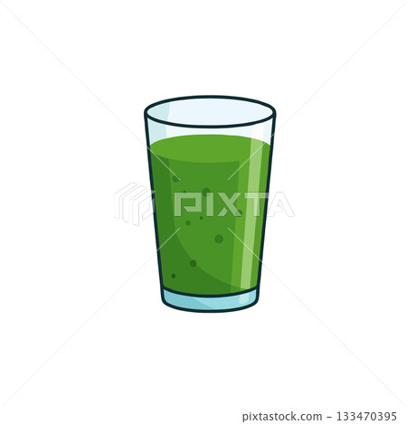 Refreshing green smoothie in a glass, illustrating healthy eating and vitality, an artistic food 133470395