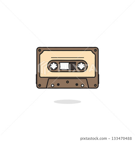 Retro audio cassette tape illustration for vintage music appreciation nostalgia is evoking Retro audio cassette tape illustration for vintage music appreciation nostalgia is evoking 133470488