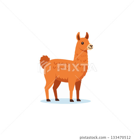 Cartoon llama standing gracefully with gentle expression in a bright, cheerful and cute Cartoon llama standing gracefully with gentle expression in a bright, cheerful and cute 133470512