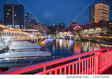 Clarke Quay at night, Singapore 133470544