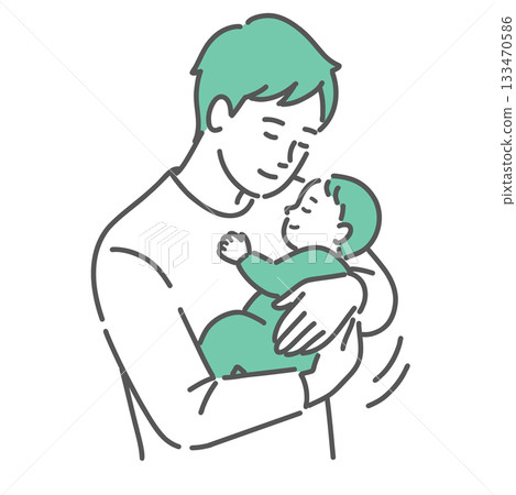 Young man cradling a baby 133470586