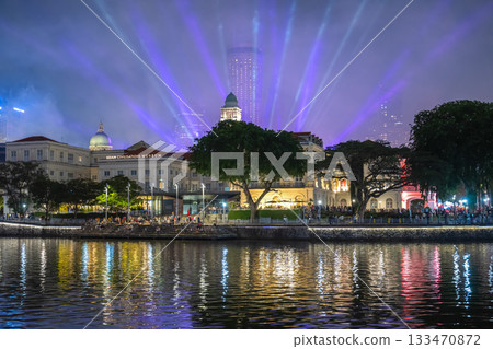 Clarke Quay illuminated on National Day, Singapore Clarke Quay illuminated on National Day, Singapore 133470872