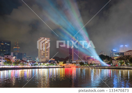 Clarke Quay illuminated on National Day, Singapore Clarke Quay illuminated on National Day, Singapore 133470873