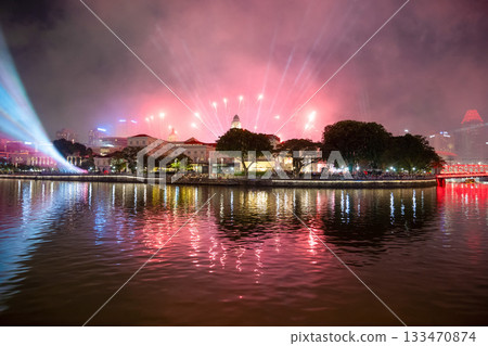 Clarke Quay illuminated on National Day, Singapore Clarke Quay illuminated on National Day, Singapore 133470874