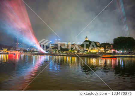 Clarke Quay illuminated on National Day, Singapore 133470875
