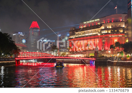 新加坡國慶日克拉碼頭燈火輝煌 新加坡國慶日克拉碼頭燈火輝煌 133470879