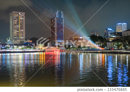 Clarke Quay illuminated on National Day, Singapore 133470885