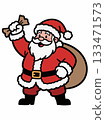 Cartoon illustration of Santa Claus carrying a sack of gifts 133471573