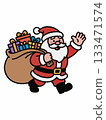 Cartoon illustration of Santa Claus carrying a sack of gifts 133471574