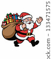 Cartoon illustration of Santa Claus carrying a sack of gifts 133471575