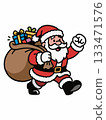 Cartoon illustration of Santa Claus carrying a sack of gifts 133471576