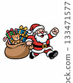 Cartoon illustration of Santa Claus carrying a sack of gifts 133471577