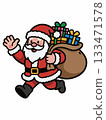Cartoon illustration of Santa Claus carrying a sack of gifts 133471578