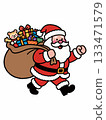 Cartoon illustration of Santa Claus carrying a sack of gifts 133471579