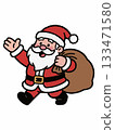 Cartoon illustration of Santa Claus carrying a sack of gifts 133471580