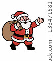 Cartoon illustration of Santa Claus carrying a sack of gifts 133471581