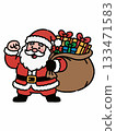 Cartoon illustration of Santa Claus carrying a sack of gifts 133471583