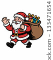 Cartoon illustration of Santa Claus carrying a sack of gifts 133471654