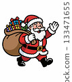 Cartoon illustration of Santa Claus carrying a sack of gifts 133471655