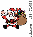 Cartoon illustration of Santa Claus carrying a sack of gifts 133471656