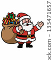 Cartoon illustration of Santa Claus carrying a sack of gifts 133471657