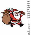 Cartoon illustration of Santa Claus carrying a sack of gifts 133471658