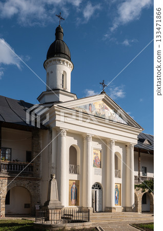 Neamt Monastery Courtyard and Neoclassical Church Facade 133471866