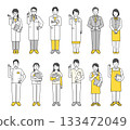 Simple illustration material set of doctors, nurses and medical workers 133472049