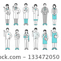 Simple illustration material set of doctors, nurses and medical workers 133472050