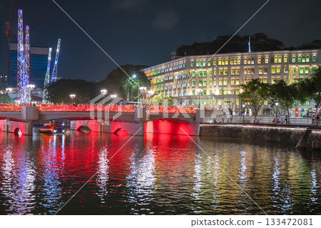 Clarke Quay illuminated on National Day, Singapore 133472081