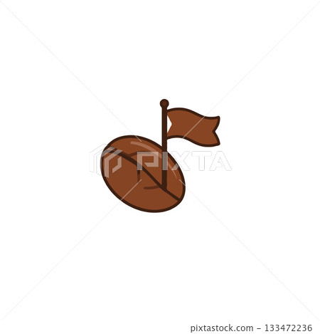 A singular coffee bean planting its flag represents the ultimate symbol of coffee mastery and 133472236