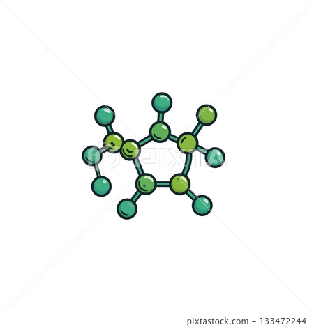 Illustration of molecule structure showcases intricate bonding between atoms for science education Illustration of molecule structure showcases intricate bonding between atoms for science education 133472244