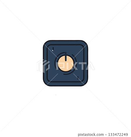 Minimalist illustration showcasing a power button icon set within a square shape form simple design Minimalist illustration showcasing a power button icon set within a square shape form simple design 133472249