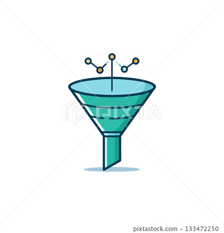 Conceptual data funnel visualization representing information processing and conversion stages Conceptual data funnel visualization representing information processing and conversion stages 133472250