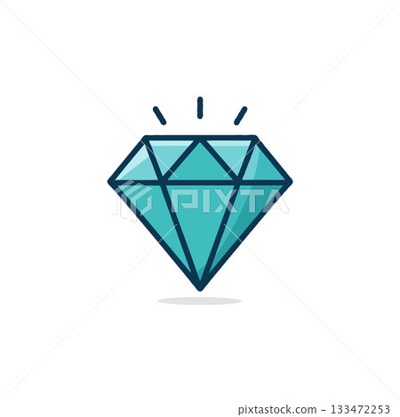 Illustration of a sparkling teal diamond showcasing luxury, elegance, and clarity with simple 133472253