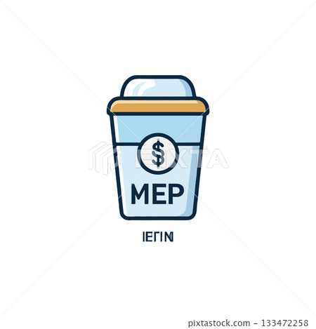 Conceptualizing financial value represented in a stylized blue container symbolizing modern 133472258