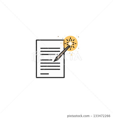Stylized representation of a document being edited or highlighted, emphasizing digital 133472266