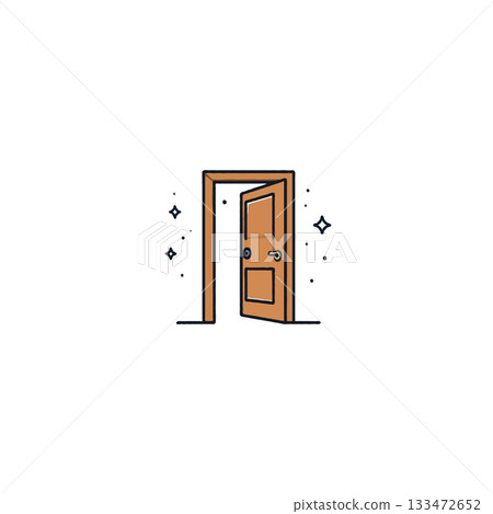 Open doorway to possibilities, envisioning prospects through new beginning, inviting future 133472652