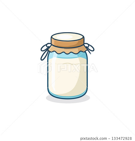 A simple dairy treat: Creamy dairy product in a glass jar, evoking freshness and homemade goodness A simple dairy treat: Creamy dairy product in a glass jar, evoking freshness and homemade goodness 133472928